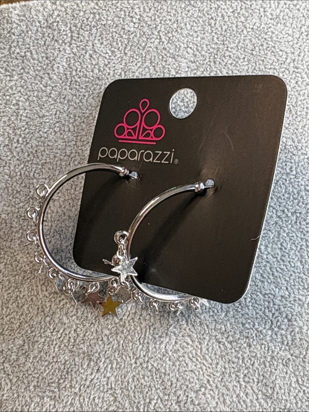 Paparazzi Star Charm Hoop Earrings - Silver